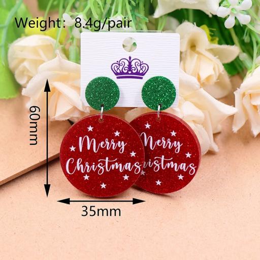 Red Glitter "Merry Christmas" Laser Cut Christmas Earrings