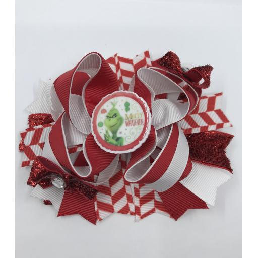 The Grinch Merry Whatever Candy Cane Striped Bird Nest Boutique Bow