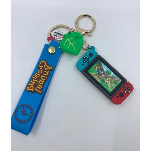 Campfire Animal Crossing Handheld Console Keychain with Blue Wrist Strap Campfire Animal Crossing Handheld Console Keychain with Blue Wrist Strap