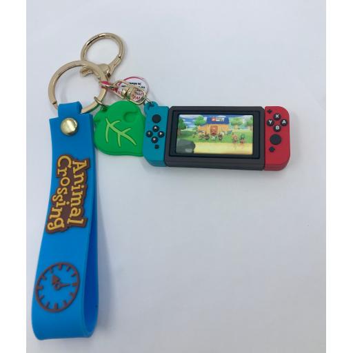Nook's Cranny Animal Crossing Handheld Console Keychain with Blue Wrist Strap