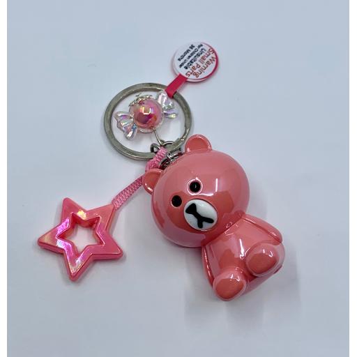 Coral Bear Holographic Lacquer Finish Keychain