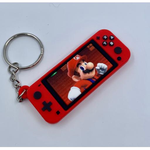 Super Mario Handheld Game Console Keychain Red