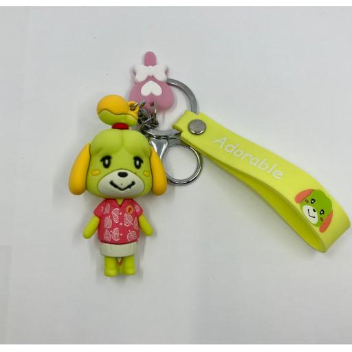 Isabel Animal Crossing Keychain with Yellow Wrist Strap