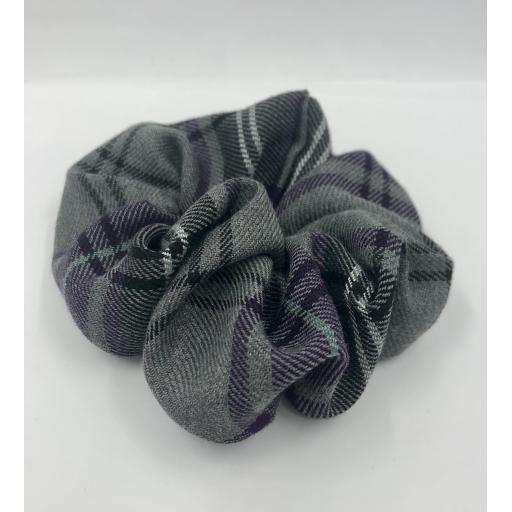Grey Purple Tartan Scrunchie