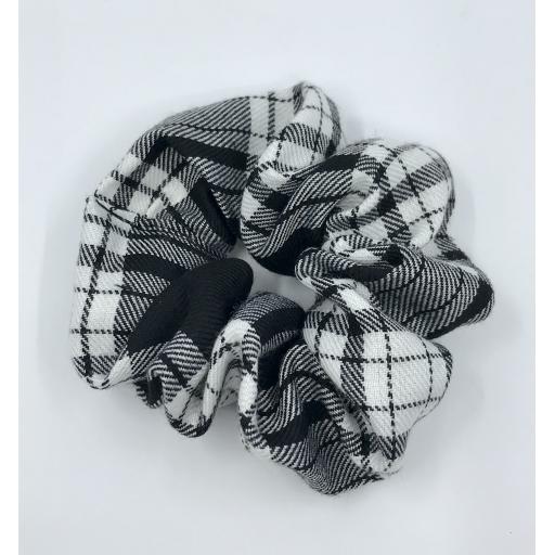 Black and White Menzies Tartan Scrunchie