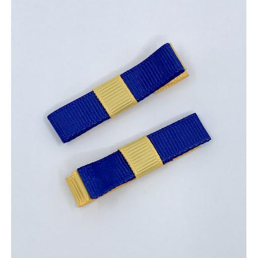 Cobalt and Yellow Gold Bow on Clips (pair)