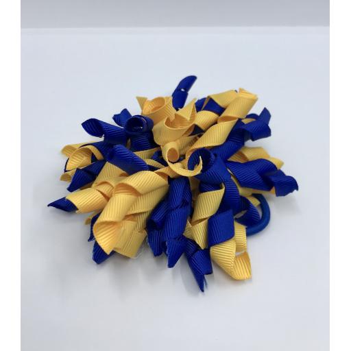 Cobalt Blue and Yellow Gold Curly Corkers on Elastics (pair)
