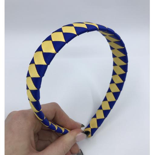 Cobalt Blue and Yellow Gold Diamond Pleated Hairband