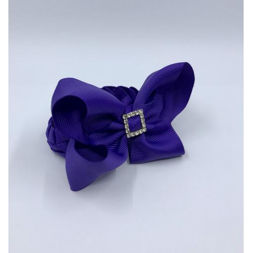 School Purple Grosgrain Ribbon Bun Wrap with 4inch Boutique Bow