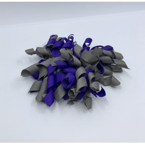 Purple and Grey Curly Corkers on Elastics (pair)