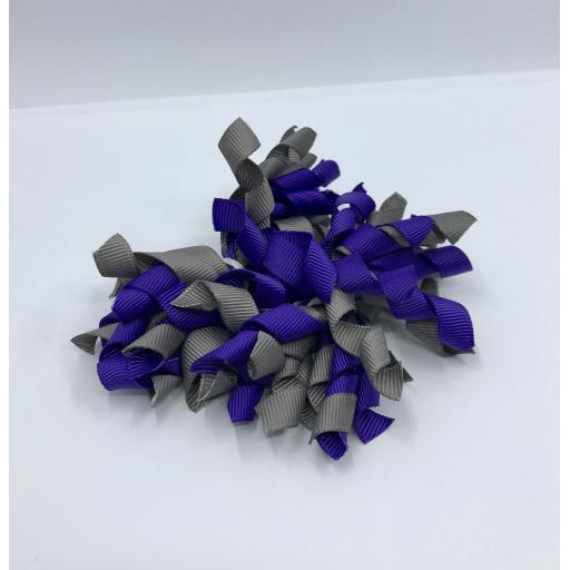 Purple and Grey Curly Corkers on Clips (pair)
