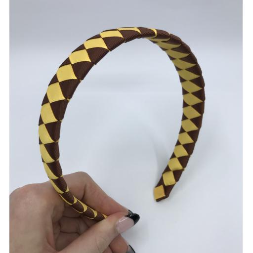 Brown and Yellow Gold Diamond Pleated Hairband