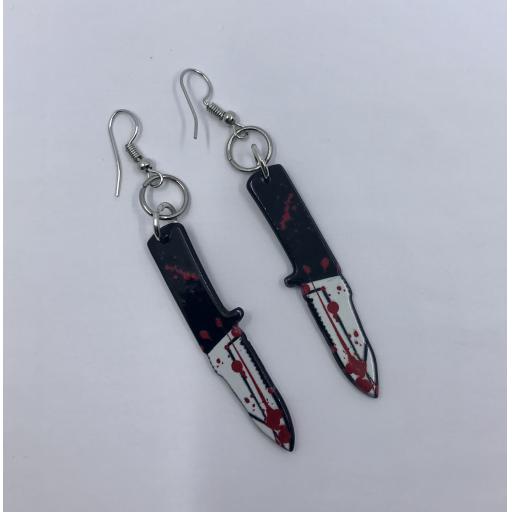 Bloodied (both sides) Tanto Point Knife Earrings