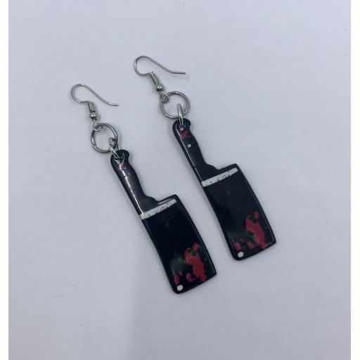 Bloodied (both sides) Meat Clever Earrings