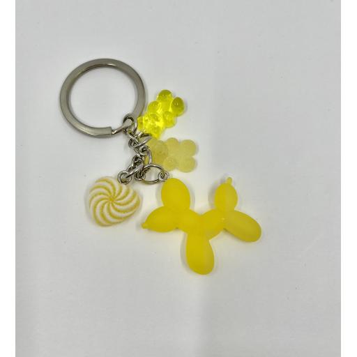 Yellow Balloon Dog Keychain with Candy Charms