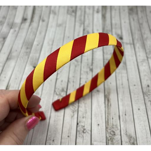 Red and Yellow Gold 1.8cm Striped Hairband