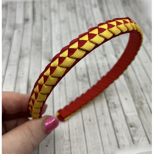 Red and Yellow Gold 2 cm Pleated Hairband