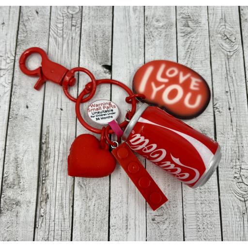 Cola Key Chain Accessories Keyring with Charms "I Love You"