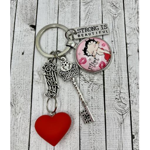Betty Boop Pink Circle with Flirt Keychain